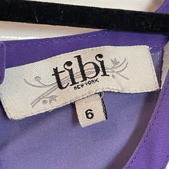 TIBI 100% Silk Purple Knee Length Racer Back Pleated Dress Size 6 - Picture 12 of 15